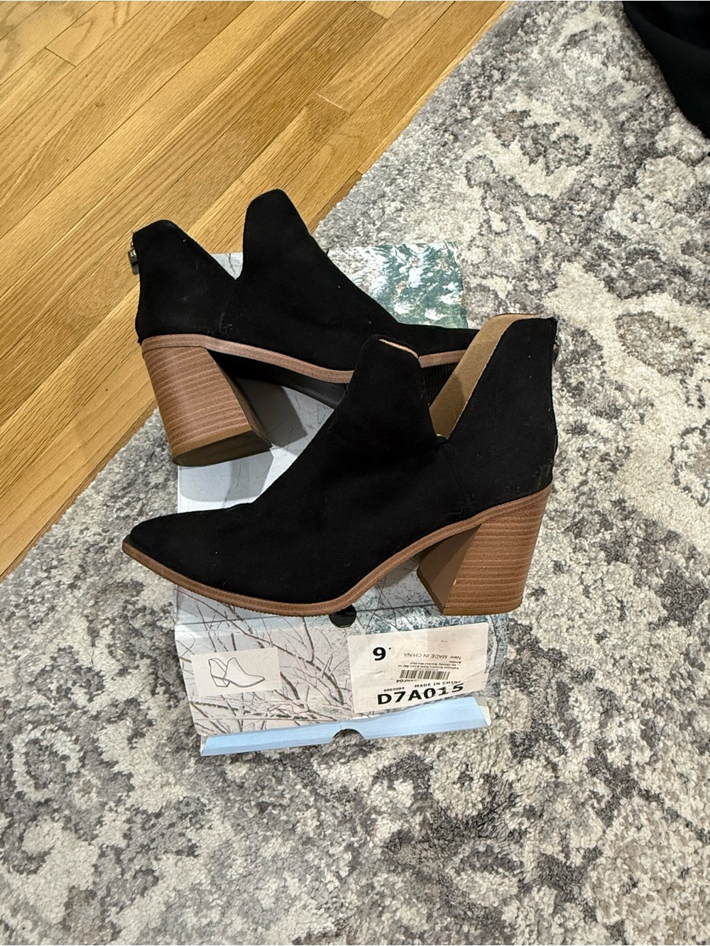 Amazon Black Suede Stacked Heel Ankle Boots